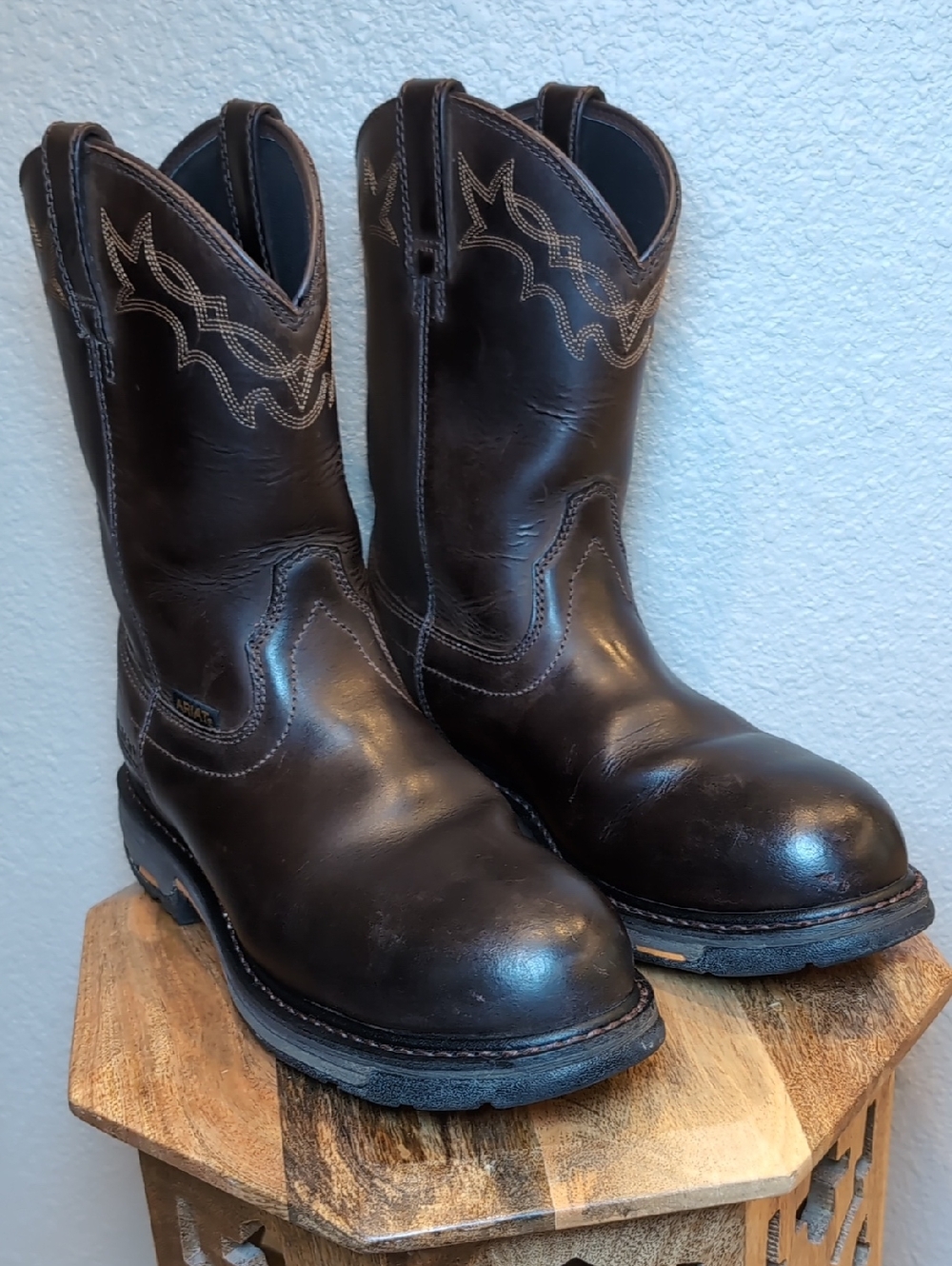Ariat Work Hog Dark Brown Leather Western Work Boots